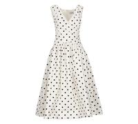 Self Portrait - Robe Midi en Coton à Pois - Femme - Robes - Beige - Taille: 34 FR