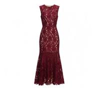 Self Portrait - Robe Midi en Dentelle Guipure - Femme - Robes - Rouge - Taille: 36 FR