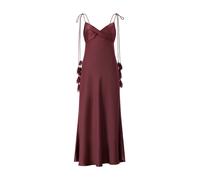 Self Portrait - Rs26 Robe Midi Satinée à Fleurs - Femme - Robes - Brun - Taille: 40 FR