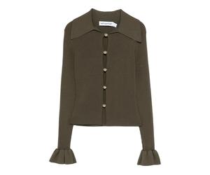 Self Portrait - Ruffled Cuff Cardigan - Femme - Pulls - Vert - Taille: 38 FR