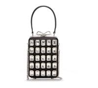 Self Portrait - Satin Floral Crystal Clutch Bag - Femme - Sacs - Noir - Taille: ONE Size