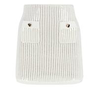 Self Portrait - Sequin Crochet Mini Skirt - Femme - Jupes - Blanc - Taille: 40 FR