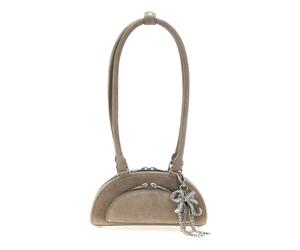 Self Portrait - Suede Mini With Charm Shoulder Bag - Femme - Sacs - Gris - Taille: ONE Size