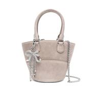 Self Portrait - Suede Shoulder Bag With Charm - Femme - Sacs - Gris - Taille: ONE Size