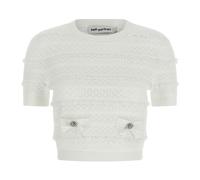 Self Portrait - Top en maille Pointelle - Femme - Pulls - Blanc - Taille: 38 FR
