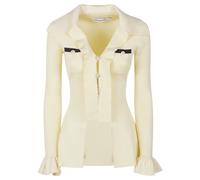 Self Portrait - Top en maille viscose à nouer - Femme - Pulls - Jaune - Taille: 40 FR
