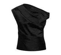Self Portrait - Top en taffetas drapé - Femme - Blouses et Chemises - Noir - Taille: 40 FR