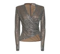 Self Portrait - Top Manches Longues Strass - Femme - Tops - Gris - Taille: 34 FR