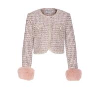Self Portrait - Veste Bouclé à Poignets en Fourrure - Femme - Vestes - Rose - Taille: 36 FR