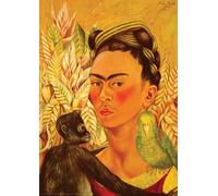 Self Portrait with Monkey and Parrot by Frida Kahlo
