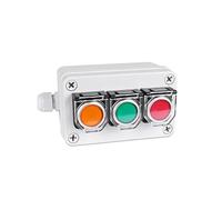 Self Reset Momentary Push Button Switch With Protective Cover Box Control Start Stop Two-hole 3 Holes PC Flame Retardant NWPNLXEA(Horizontal 3 holes)