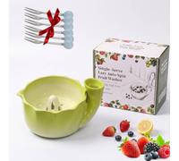 Self Rinsing Berry Washing Ceramic Bowl, 7'' Handcrafted Stoneware Fruit Rinse Bowl with Swirl-Flow Design & Built-in Drainage Holes, Multifunctional Colander for Kitchen Counter Use (gradient green)