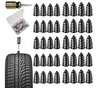 Self-Sealing Tire Repair Rubber Nail Kit with 2 Sizes,Screw in Tire Repair Plugs with Box and Screwdriver,Vacuum Tires Mending Nail,Fast Self-Service Screw Plug for Puncture Repairs(40 pcs)