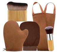 Self Tanning Mitt, Self Tanner Brush, Kabuki Brush, Self Tan Mitt Applicator & Exfoliating Mitt, Back Self Tanner Back Applicator Tanning Glove 5 Pack