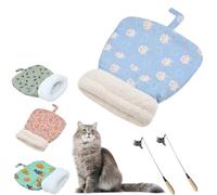Self-Warming Pet Bed for Cats & Small Dogs - Cozy Handwoven Cave Bed with Thermal Material,Portable Sleeping Pad (Blue, Trumpet)