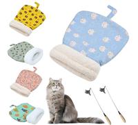 Self-Warming Pet Bed for Cats & Small Dogs - Cozy Handwoven Cave Bed with Thermal Material,Portable Sleeping Pad (Blue, Trumpet)