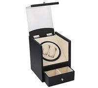 Self Winding Watch Winder Automatic Watch Winder with Quiet Motor and Wood Shell Battery Powered Or AC Adapter Bedroom Accessories (Black)