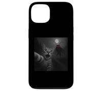 Selfie Amusant avec Un Chat effrayé et surpris pour Halloween, Mothman Cryptid Coque pour iPhone 13
