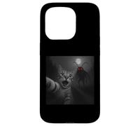 Selfie Amusant avec Un Chat effrayé et surpris pour Halloween, Mothman Cryptid Coque pour iPhone 15 Pro