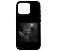 Selfie Amusant avec Un Chat effrayé et surpris pour Halloween, Mothman Cryptid Coque pour iPhone 16 Pro