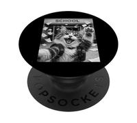 Selfie Amusant du dernier Jour d'école des Vacances d'été avec Un Chat Maine Coon PopSockets PopGrip Adhésif