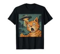 Selfie Amusant pour Chat Alien UFO Retro des années 70 pour Les Amoureux des Chats T-Shirt