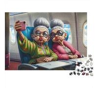 Selfie Avion Femme âgée Puzzle 1000 Pièces Adulte sans Poussière,Jeu De Puzzle À Assembler Soi-même Ultra Difficult Puzzle pour Un Jeu De Puzzle De Fête, pour Les Amateurs D'