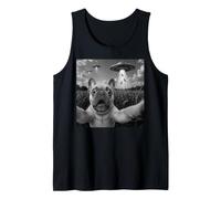 Selfie Bouledogue français avec OVNI Alien drôle Chien Maman Papa Débardeur