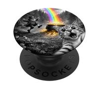 Selfie Chat avec léprechaun et Pot d'or drôle St Patrick PopSockets PopGrip Adhésif