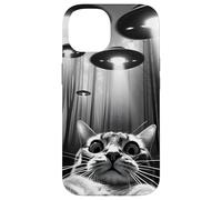 Selfie de chat avec OVNI | OVNIS et chat drôles Coque pour iPhone 14