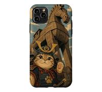 Selfie de Chat Samouraï avec Cheval de Troie Art Ukiyo-e Coque pour iPhone 11 Pro Max