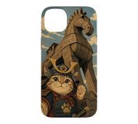 Selfie de Chat Samouraï avec Cheval de Troie Art Ukiyo-e Coque pour iPhone 14 Plus