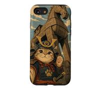 Selfie de Chat Samouraï avec Cheval de Troie Art Ukiyo-e Coque pour iPhone SE (2020) / 7/8