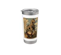 Selfie de Chat Samouraï avec Cheval de Troie Art Ukiyo-e Gobelet isotherme en acier inoxydable double paroi