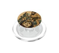 Selfie de Chat Samouraï avec Cyclope Art Ukiyo-e Épique PopSockets PopGrip pour MagSafe