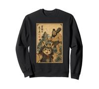 Selfie de Chat Samouraï avec Cyclope Art Ukiyo-e Épique Sweatshirt