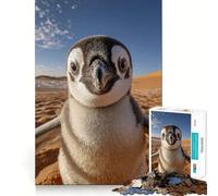 Selfie de Pingouin dans Le désert du Sahara Puzzle de 1000 pièces pour Adolescents Développement de la mémoire Conception Anti-Stress Cadeau touchant (38x52cm)