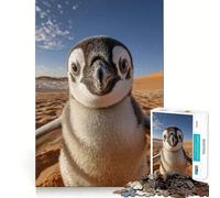 Selfie de Pingouin dans Le désert du Sahara Puzzle de 1000 pièces pour Adultes Cadeau pour améliorer la mémoire et se détendre Décoration Murale aux découpes nettes (50x75cm)