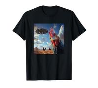 Selfie de poulet bourdonnement avec OVNIS bizarre imprimé espace graphique drôle T-Shirt
