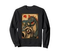 Selfie de Raton Laveur avec Kaiju Art Ukiyo-e Épique Sweatshirt