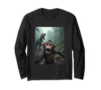 Selfie de Singe avec Un Dinosaure - Jurassic Mayhem Manche Longue