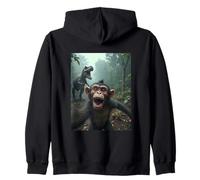 Selfie de Singe avec Un Dinosaure - Jurassic Mayhem Sweat à Capuche
