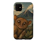 Selfie de Tarsier au Volcan Mayon Art Sumi-e Mignon Coque pour iPhone 11