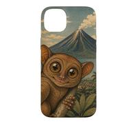 Selfie de Tarsier au Volcan Mayon Art Sumi-e Mignon Coque pour iPhone 14 Plus