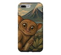 Selfie de Tarsier au Volcan Mayon Art Sumi-e Mignon Coque pour iPhone 7 Plus/8 Plus