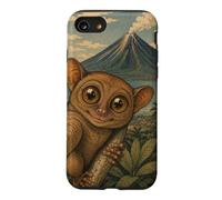 Selfie de Tarsier au Volcan Mayon Art Sumi-e Mignon Coque pour iPhone SE (2020) / 7/8
