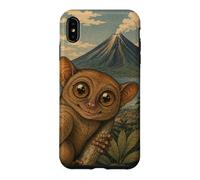 Selfie de Tarsier au Volcan Mayon Art Sumi-e Mignon Coque pour iPhone XS Max
