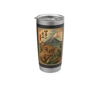 Selfie de Tarsier au Volcan Mayon Art Sumi-e Mignon Gobelet isotherme en acier inoxydable double paroi