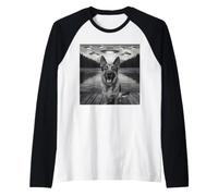Selfie drôle Berger Allemand OVNI Vaisseau Spatial Alien Amoureux des Chiens Manche Raglan