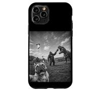 Selfie drôle Bouledogue français avec Bigfoot et T Rex Coque pour iPhone 11 Pro